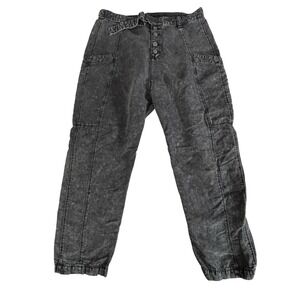 Free People Washed Grey Cargo Utility Pants Button Fly Belted‎ harem Women's 6